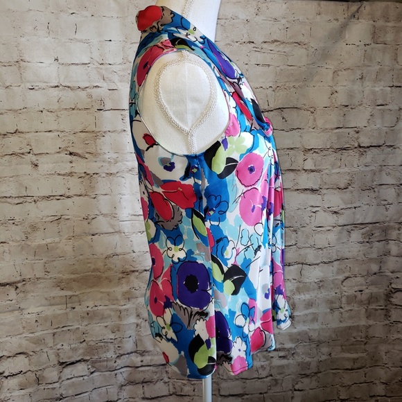 Retro style Colorful Spring sleeveless Floral top - Picture 4 of 5